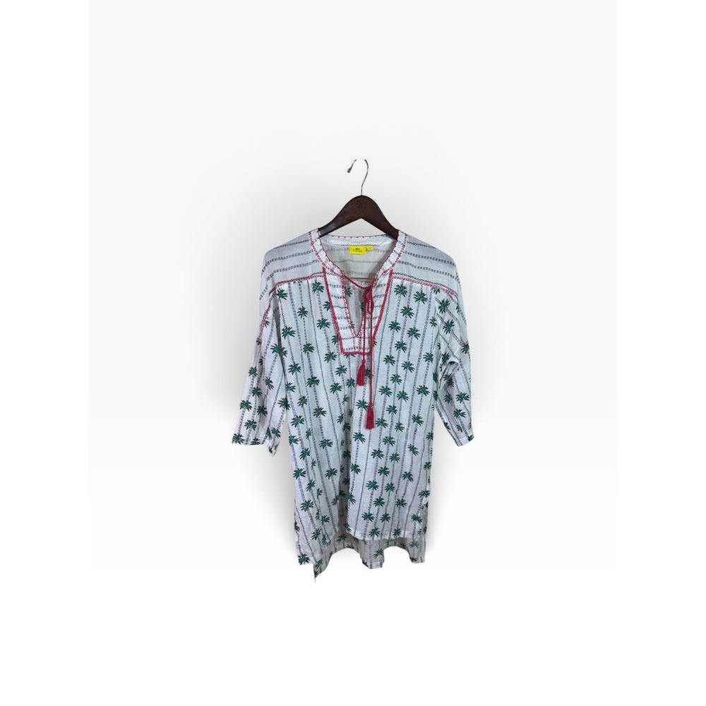 Roberta Roller Rabbit Women's Tunic PALM TREE Lightweight Beach Fringe Medium